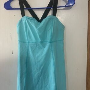 Lululemon Tank Top With Built In Bra Blue With Black Straps